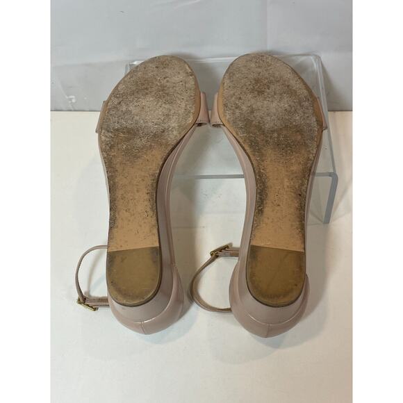 Salvatore Ferragamo Margot Demi Wedge Sandals 6.5B  Bisque Patent Leather Bow - Picture 7 of 12